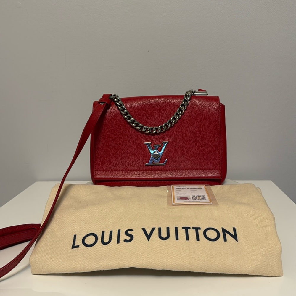 Louis Vuitton Red Calfskin LockMe ll Chain BB Crossbody Bag